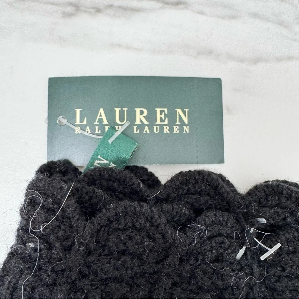 Lauren Ralph Lauren Black and Purple Knit Gloves